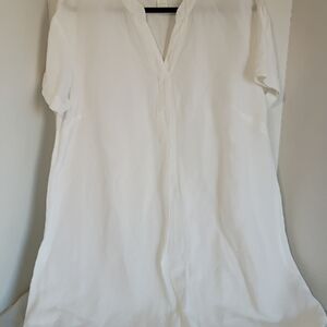 H&M White Midi Dress Linen Blend